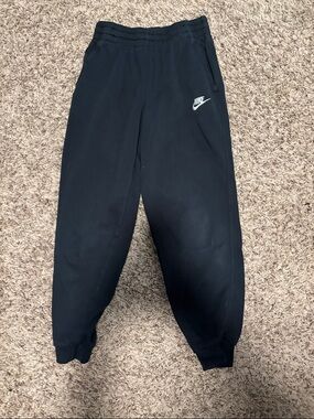 Nike Kids Black Jogger Sweatpants with White Logo